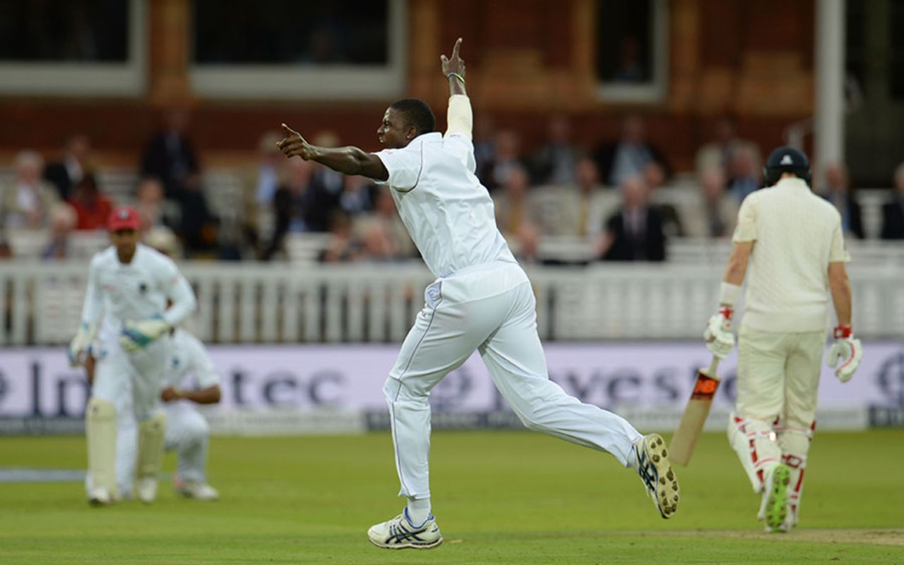 Jason Holder claimed the huge wicket of Joe Root, England v West Indies, 3rd Investec Test, Lord's, 1st day, September 7, 2017