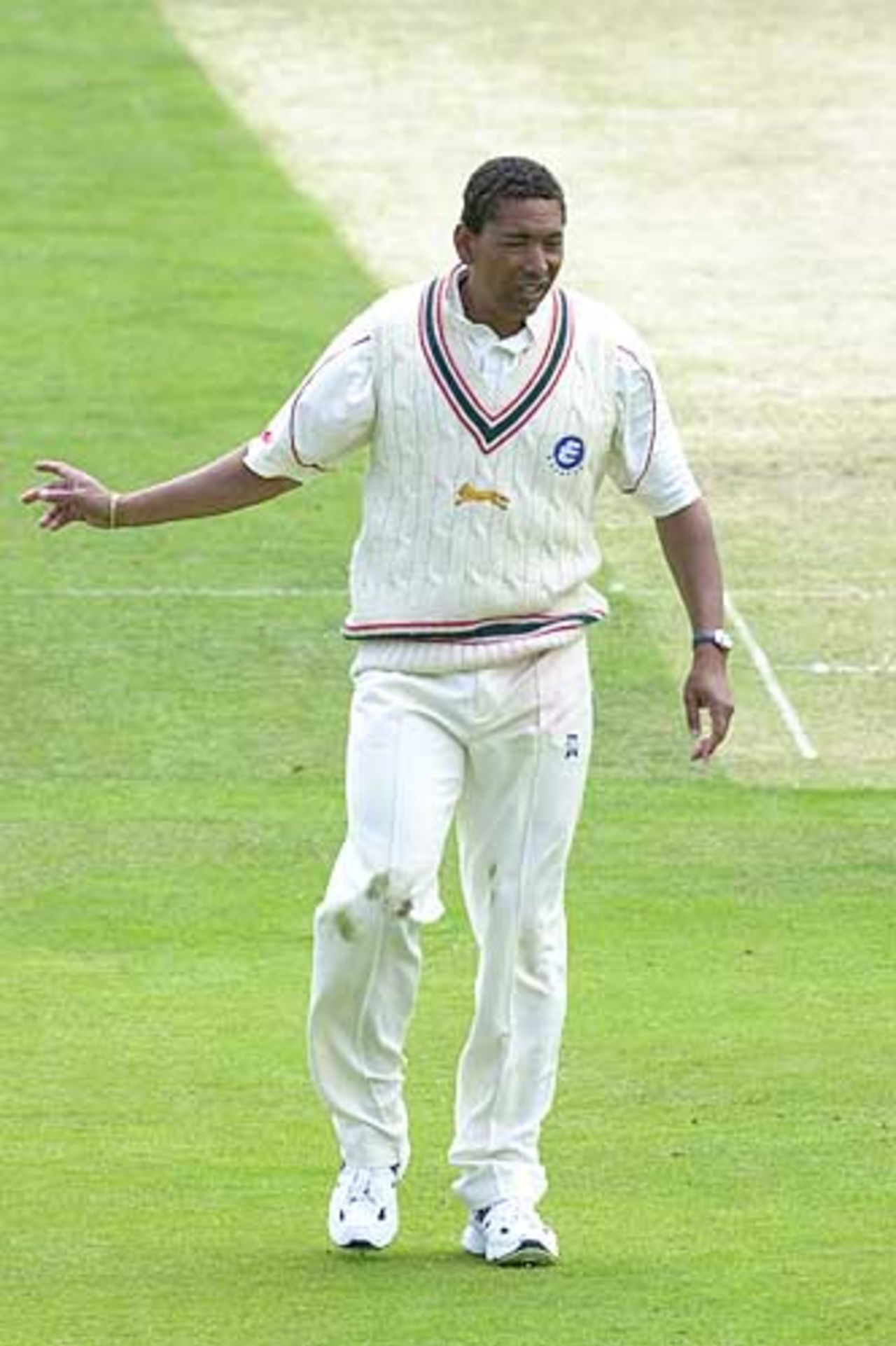 Philip Defreitas in the field for Leicestershire in the Cheltenham and Gloucester Trophy, 11 July 2001 , Trent Bridge Nottingham