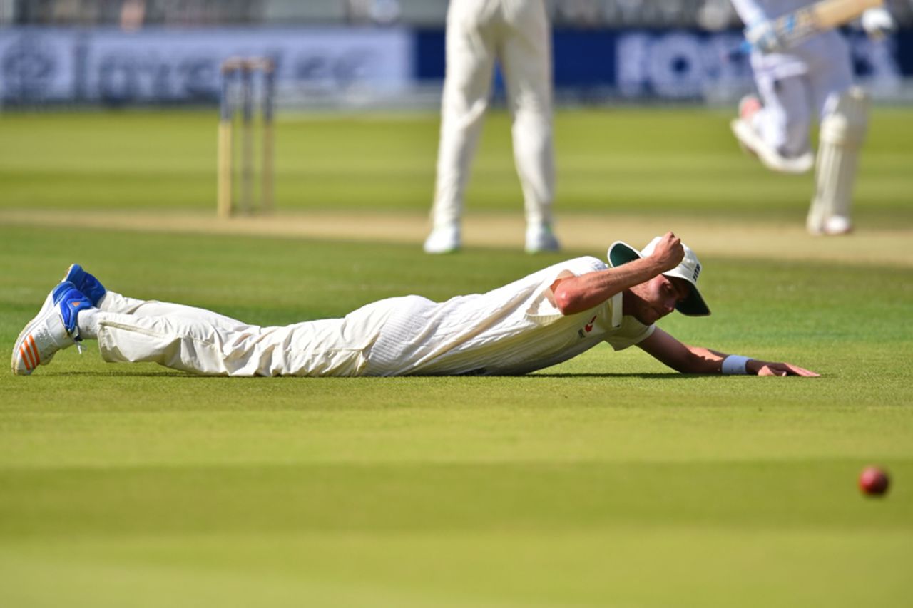 Stuart Broad pummelled the ground thrice after dropping a straightforward Jermaine Blackwood catch, England v West Indies, 3rd Investec Test, Lord's, 3rd day, September 9, 2017 