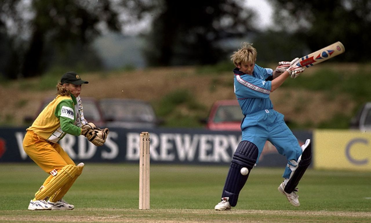 Jan Brittin batting against Australia in 1998