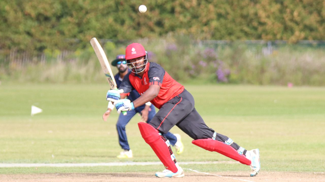 Srimantha Wijeratne flicks over midwicket on his way to a half-century, Canada v USA, Auty Cup, King City, September 13, 2017