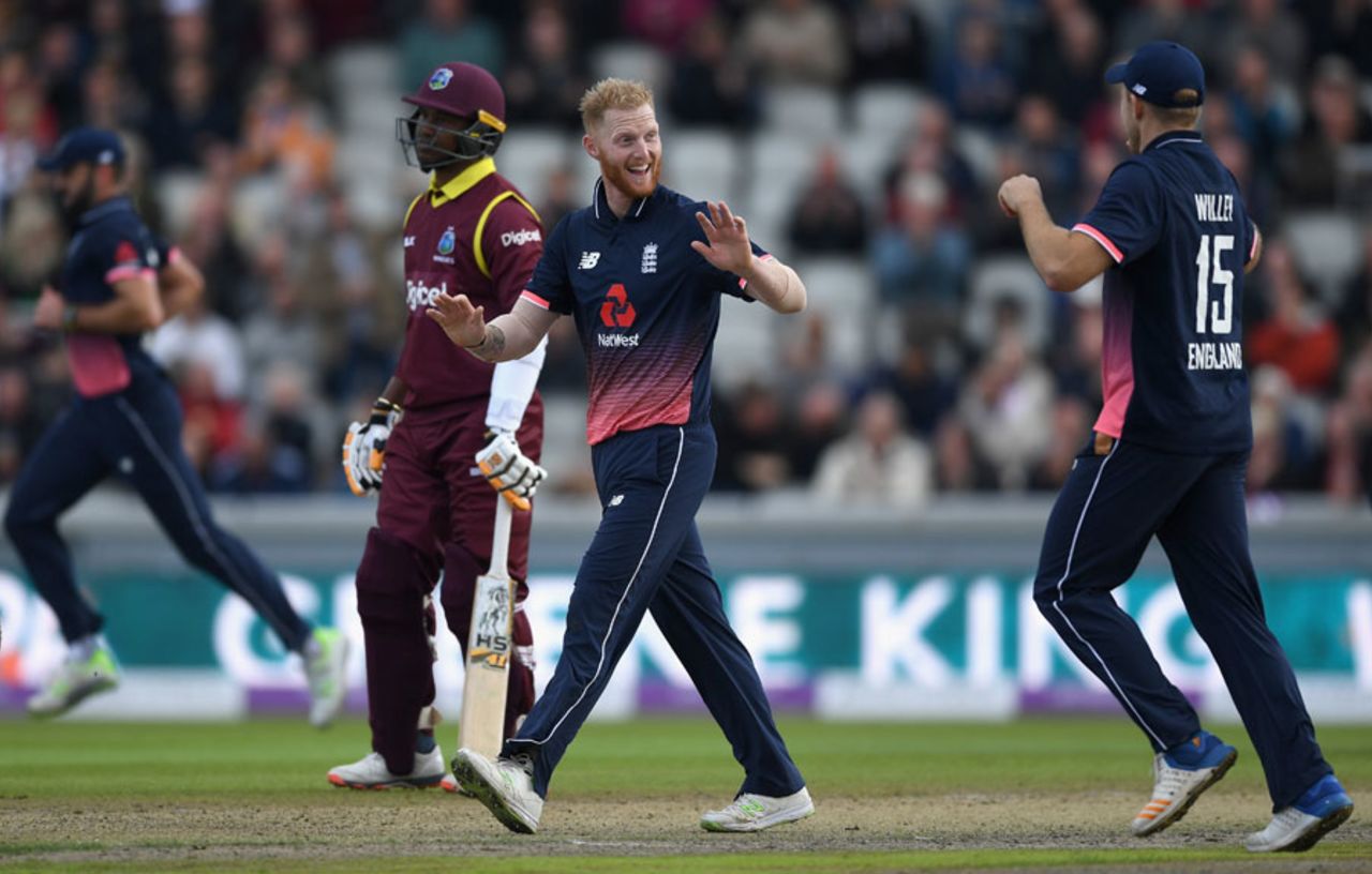 Ben Stokes broke a useful third-wicket stand, England v West Indies, 1st ODI, Old Trafford, September 19, 2017