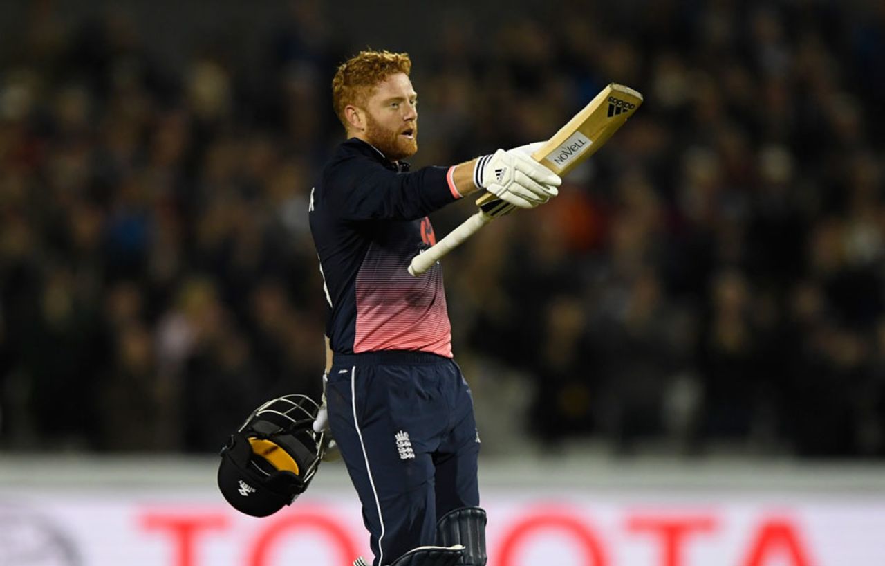 Jonny Bairstow brought up his maiden ODI hundred, England v West Indies, 1st ODI, Old Trafford, September 19, 2017