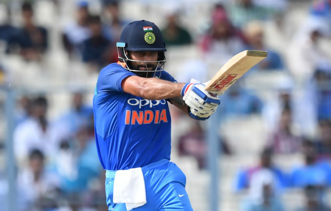 Virat Kohli flat-bats a pull shot, India v Australia, 2nd ODI, Kolkata, September 21, 2017