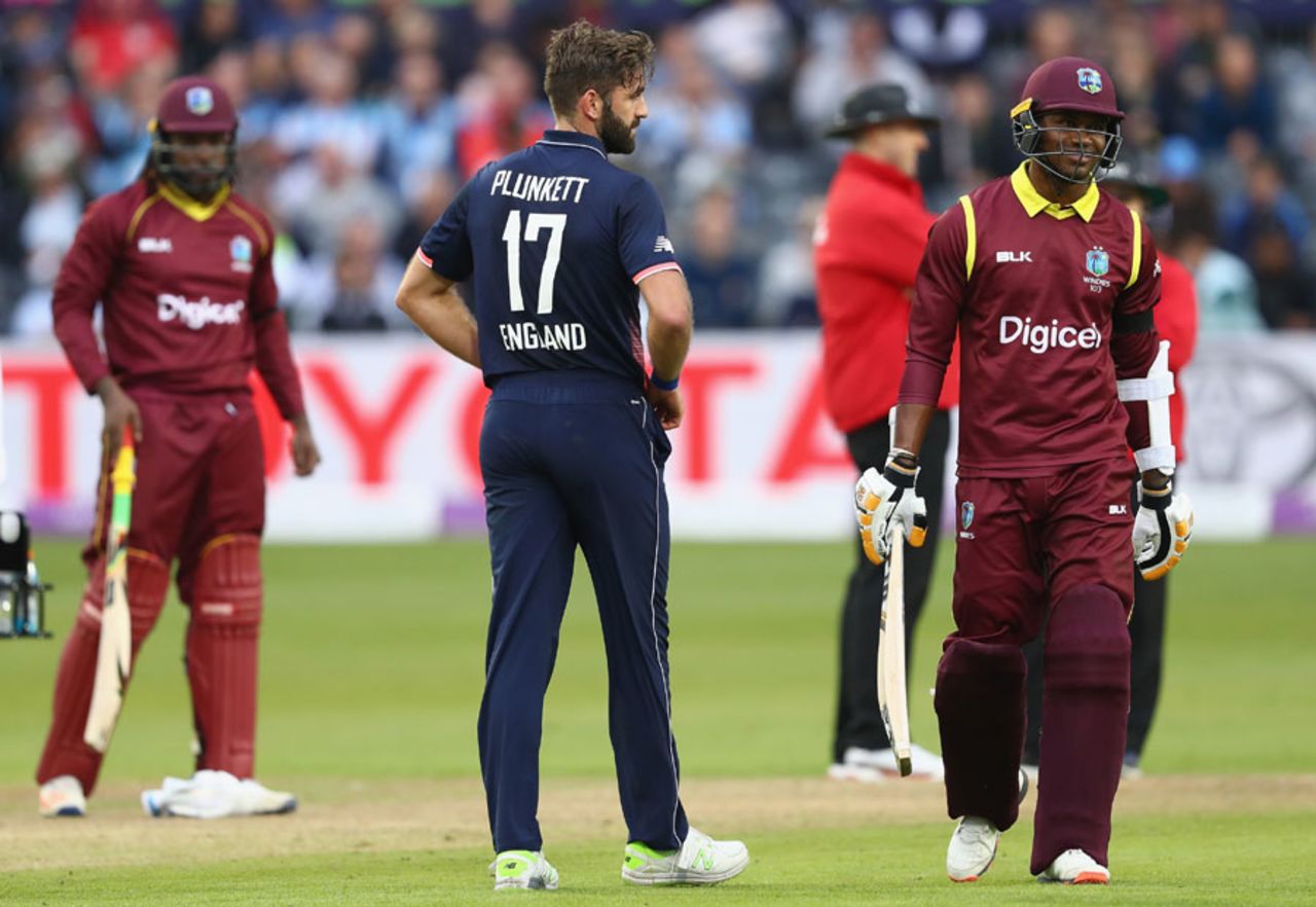 Marlon Samuels was given out on review, England v West Indies, 3rd ODI, Bristol, September 24, 2017