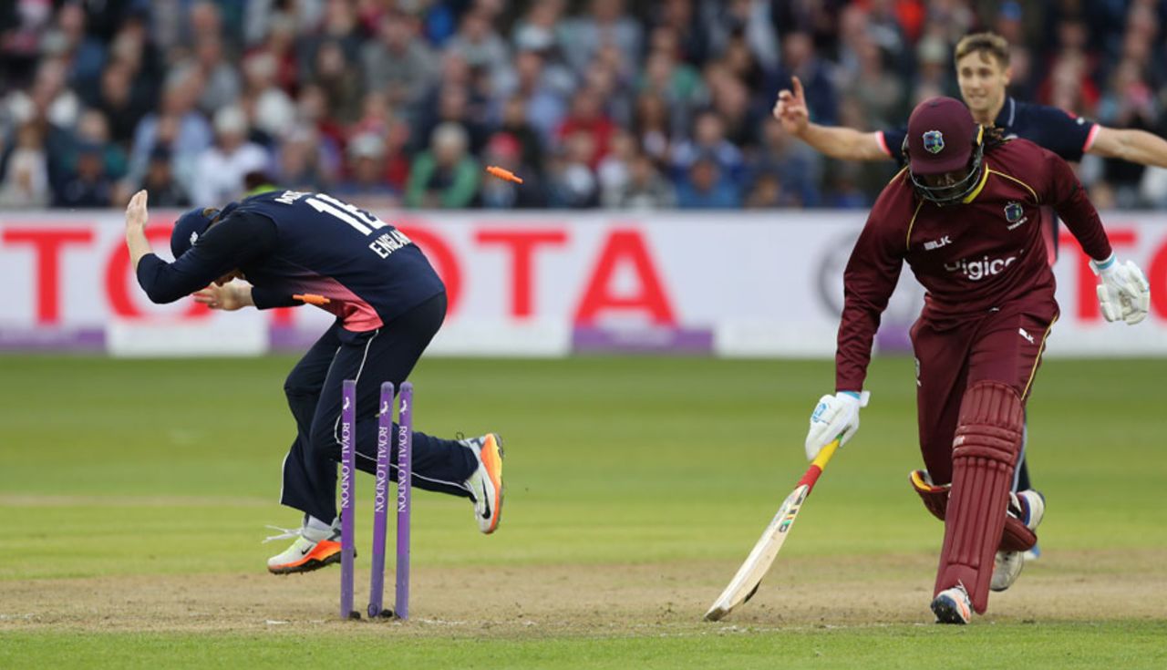 Chris Gayle was run out by a direct hit, England v West Indies, 3rd ODI, Bristol, September 24, 2017