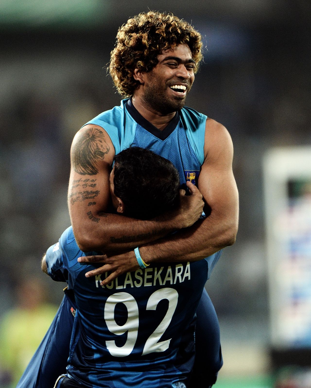 Lasith Malinga and Nuwan Kulasekara celebrate the win, India v Sri Lanka, final, World T20, Mirpur, April 6, 2014