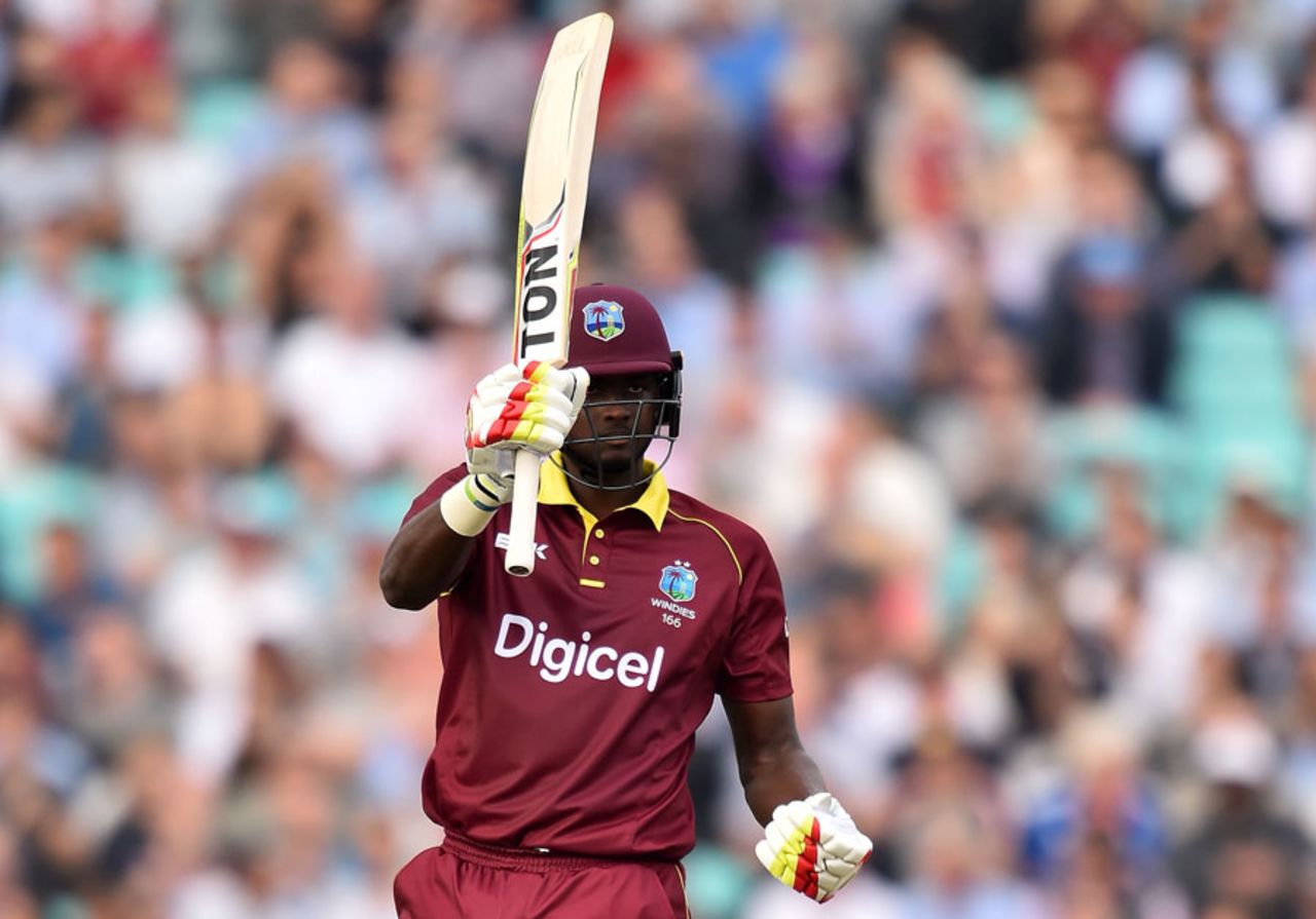 Jason Holder raised his half-century from 47 balls, England v West Indies, 4th ODI, The Oval, September 27, 2017