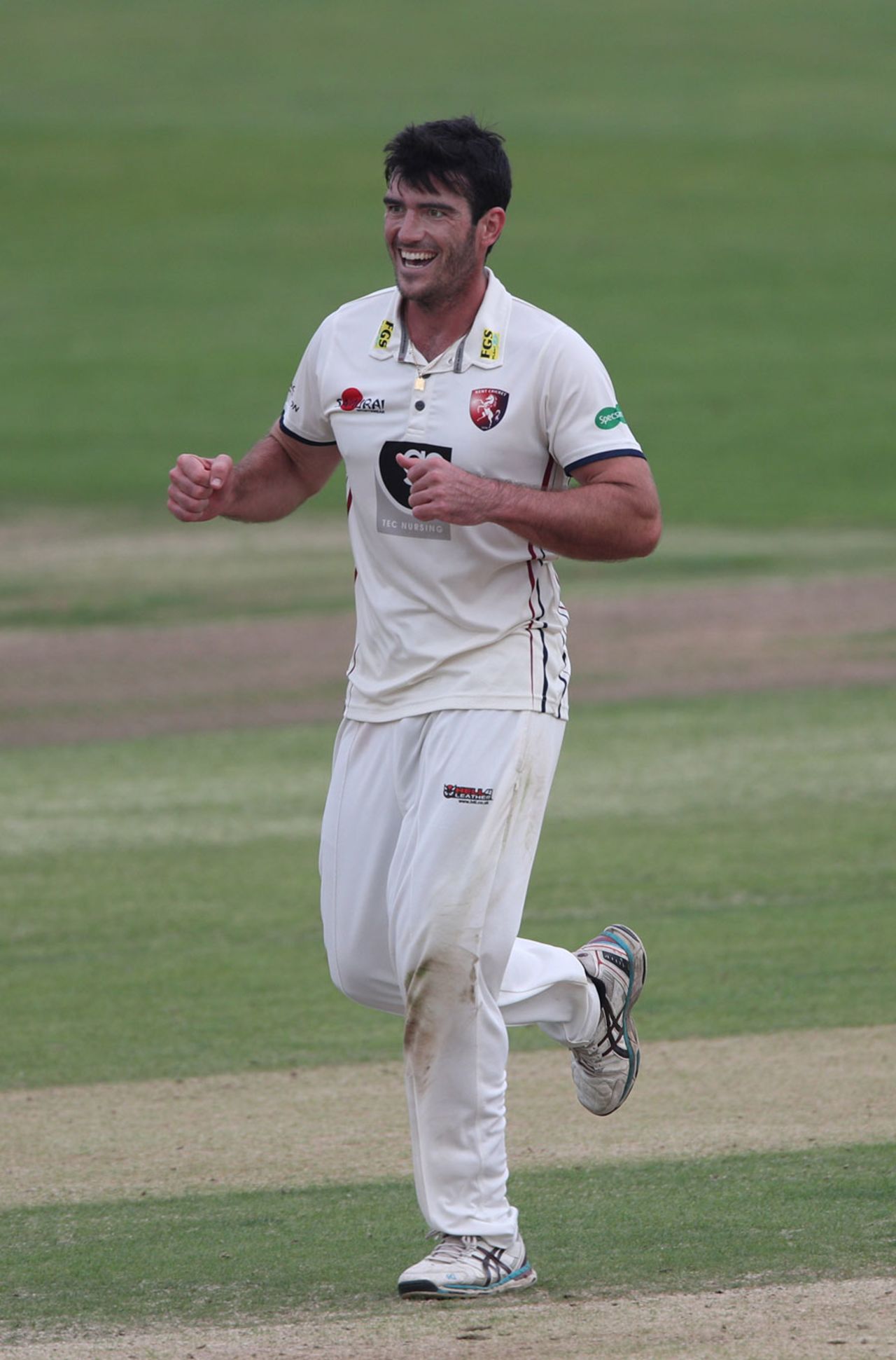 Grant Stewart celebrates a wicket, Kent v Glamorgan, Specsavers Championship, Division Two, Canterbury, September 26, 2017