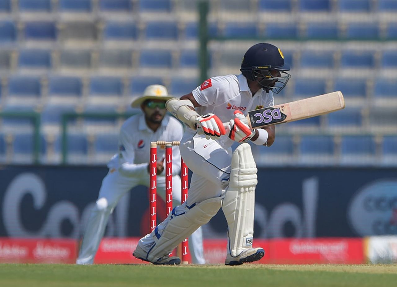 Niroshan Dickwella drives through the off side, Pakistan v Sri Lanka, 1st Test, 2nd day, Abu Dhabi, 29 September, 2017