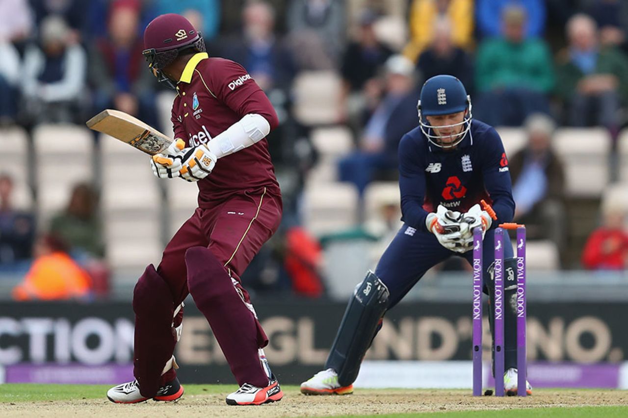 Jos Buttler completes the stumping of Marlon Samuels, England v West Indies, 5th ODI, Ageas Bowl, September 29, 2017