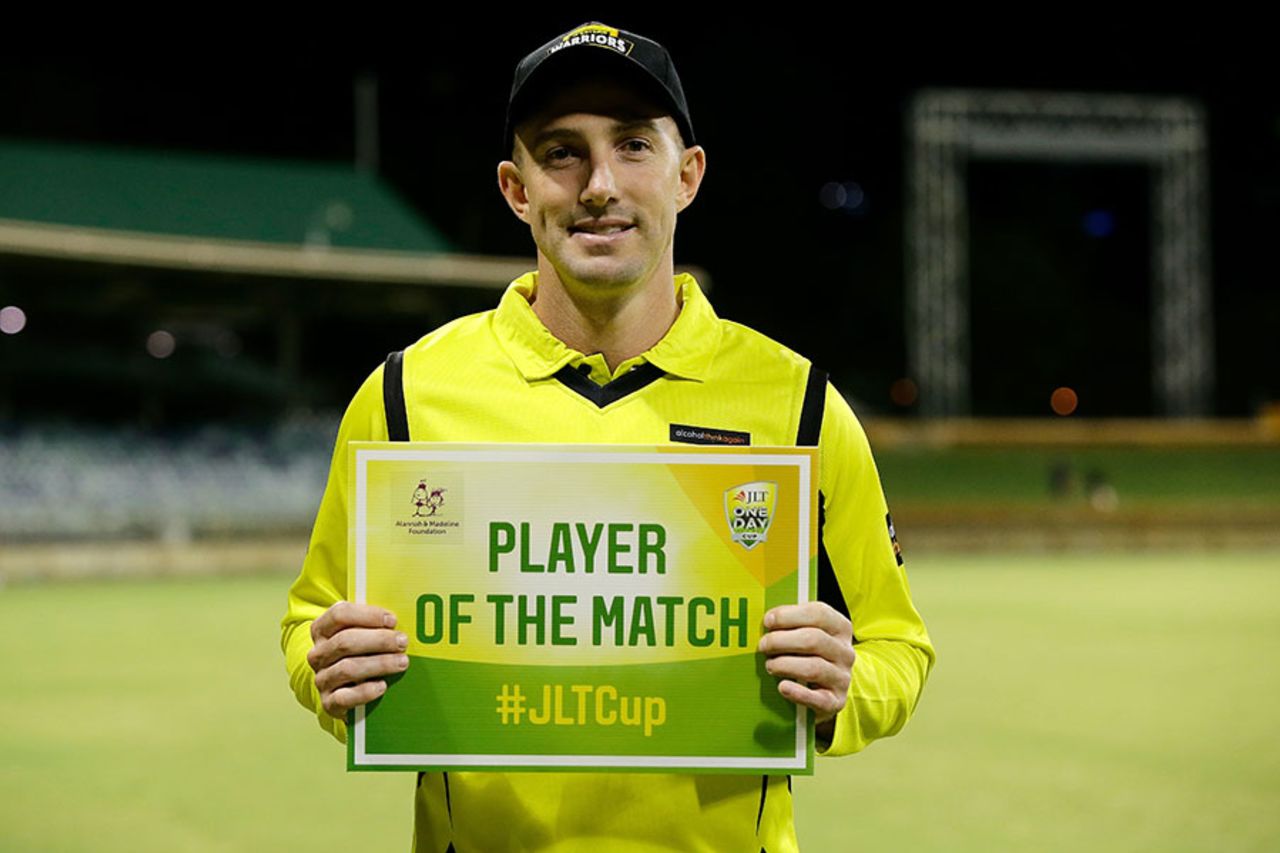 Shaun Marsh was named Player of the Match for his unbeaten 132, Western Australia v New South Wales, JLT One-Day Cup, Perth, September 29, 2017