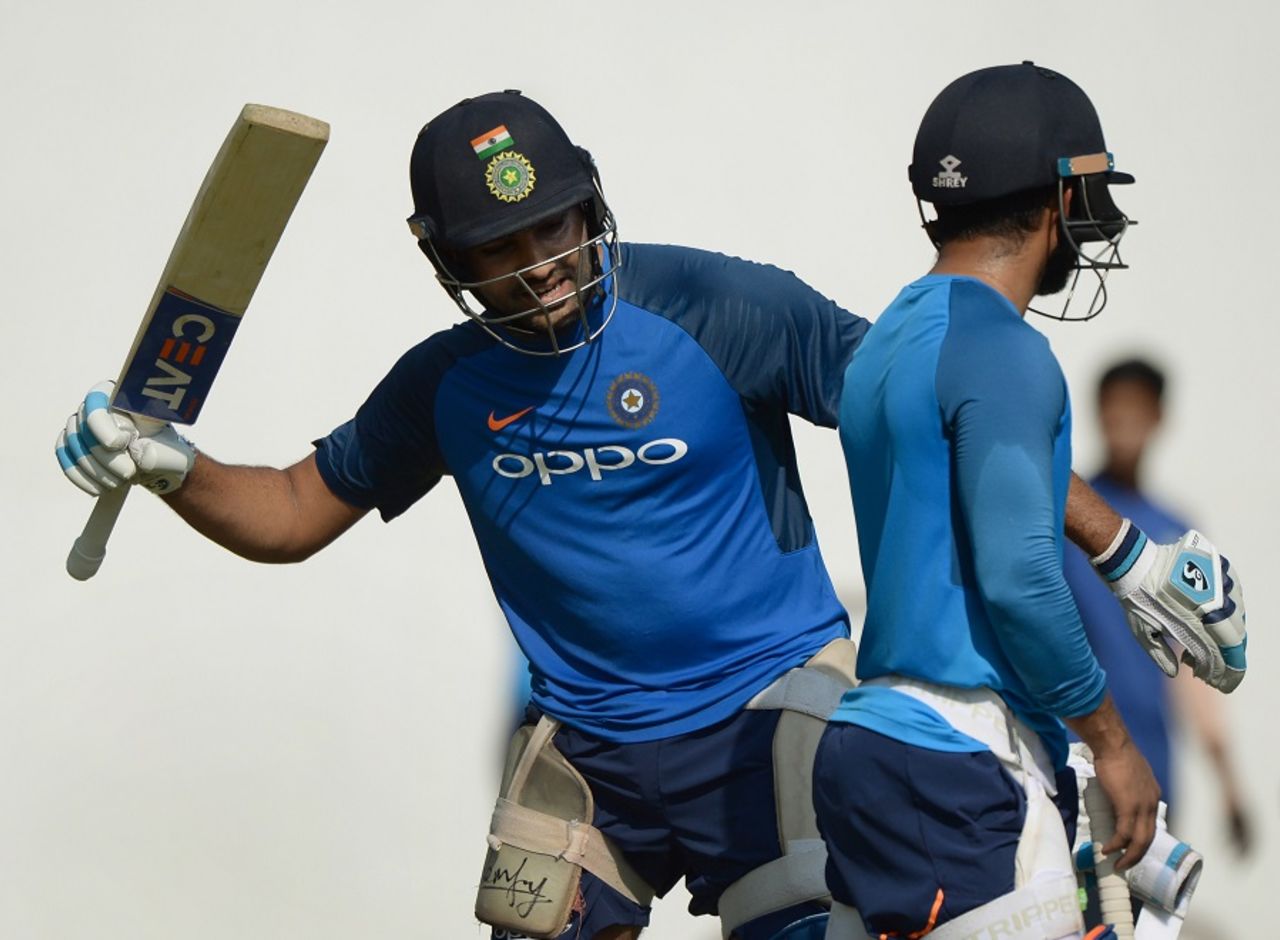 Rohit Sharma shares a light moment during training, Nagpur, September 30, 2017