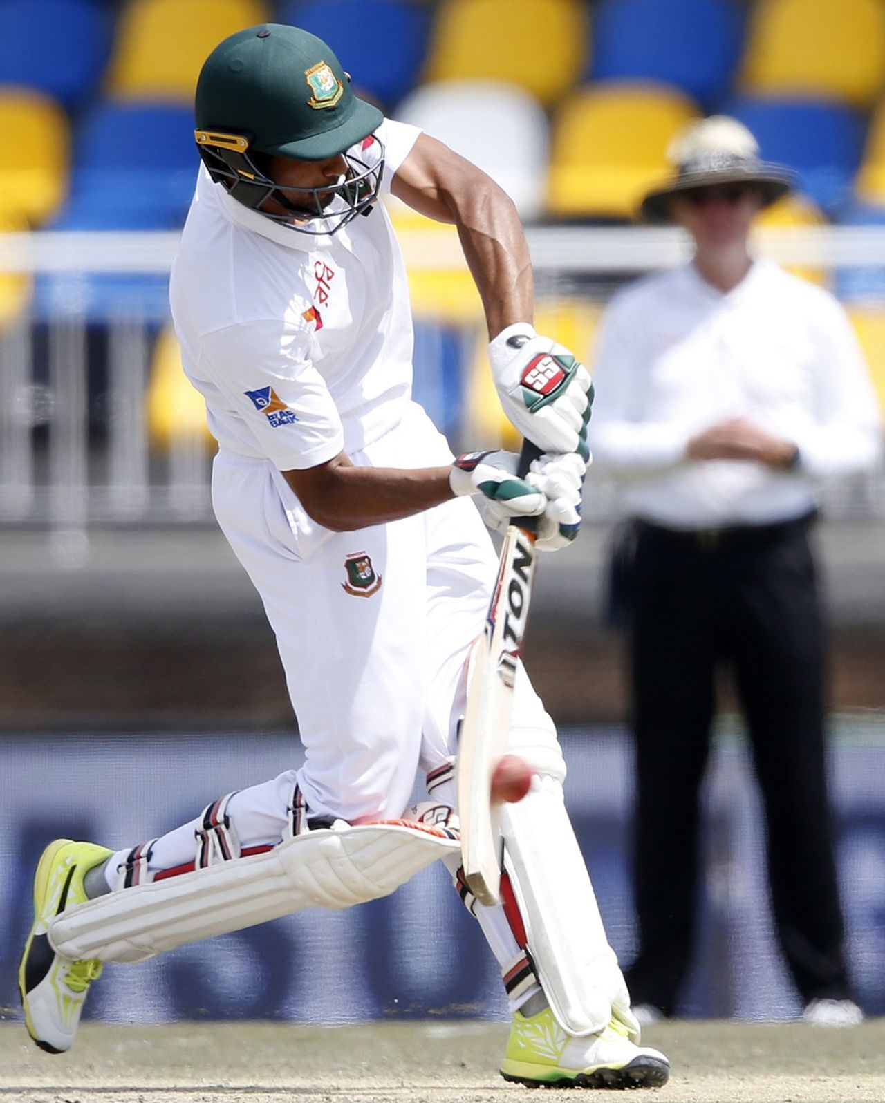 Mahmudullah comes down the track for a loft, South Africa v Bangladesh, 1st Test, Potchefstroom, 3rd day, September 30, 2017