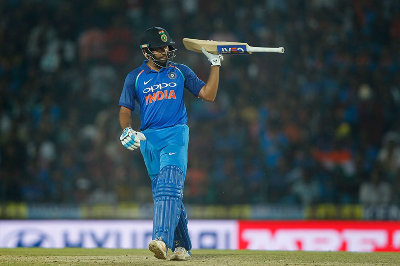Rohit Sharma brought up his 50 off 52 balls, India v Australia, 5th ODI, Nagpur, October 1, 2017
