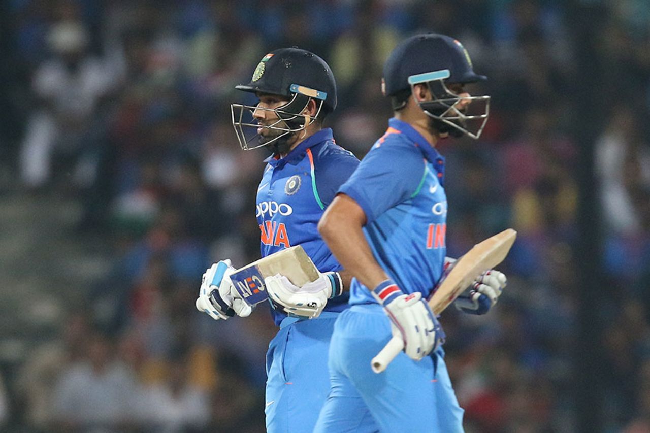 Rohit Sharma and Virat Kohli put up a 50-run partnership, India v Australia, 5th ODI, Nagpur, October 1, 2017