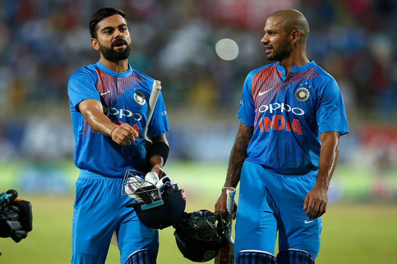 Virat Kohli and Shikhar Dhawan set up India's win, India v Australia, 1st T20I, Ranchi, October 7, 2017