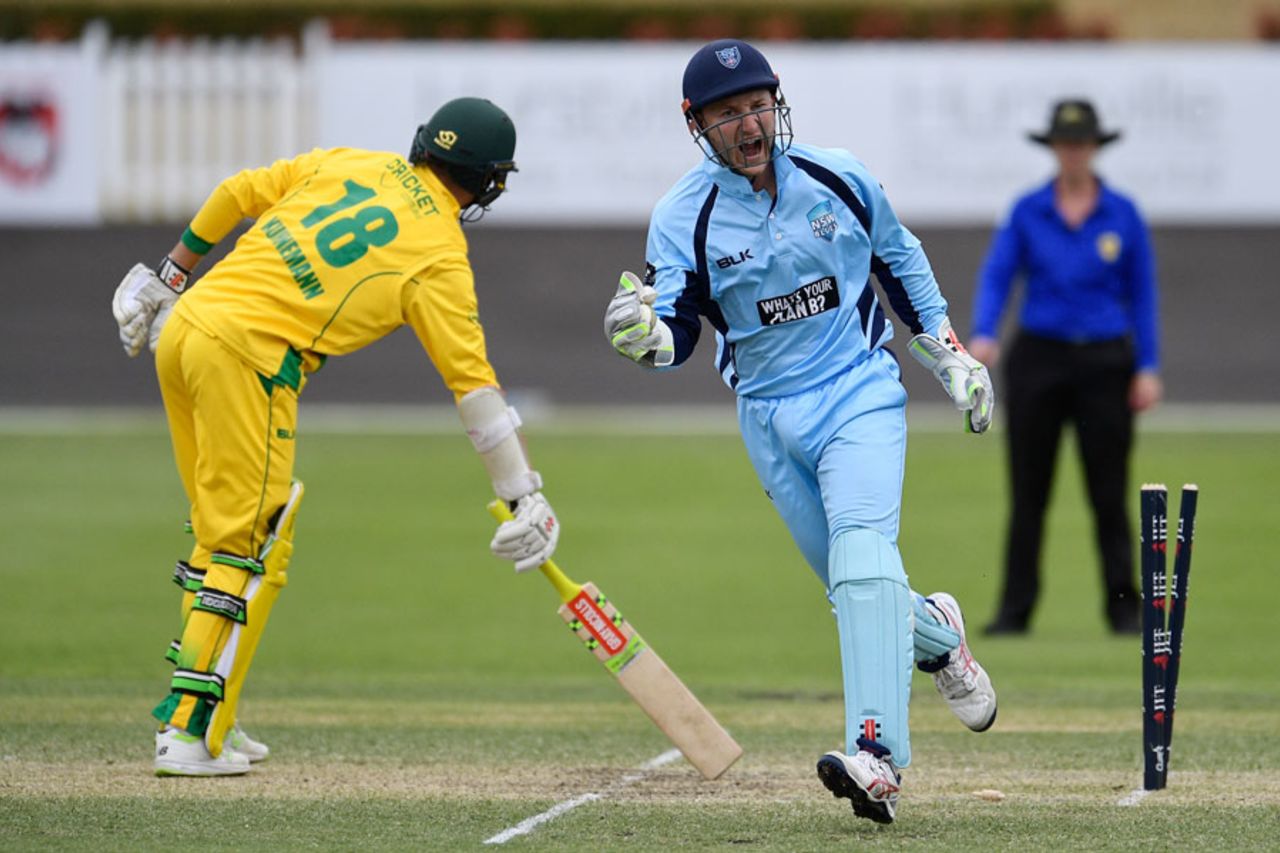New South Wales' Peter Nevill equalled the List A record for most dismissals in an innings (eight), New South Wales v CA XI,  JLT One-Day Cup, Hurstville Oval, Sydney, October 8, 2017