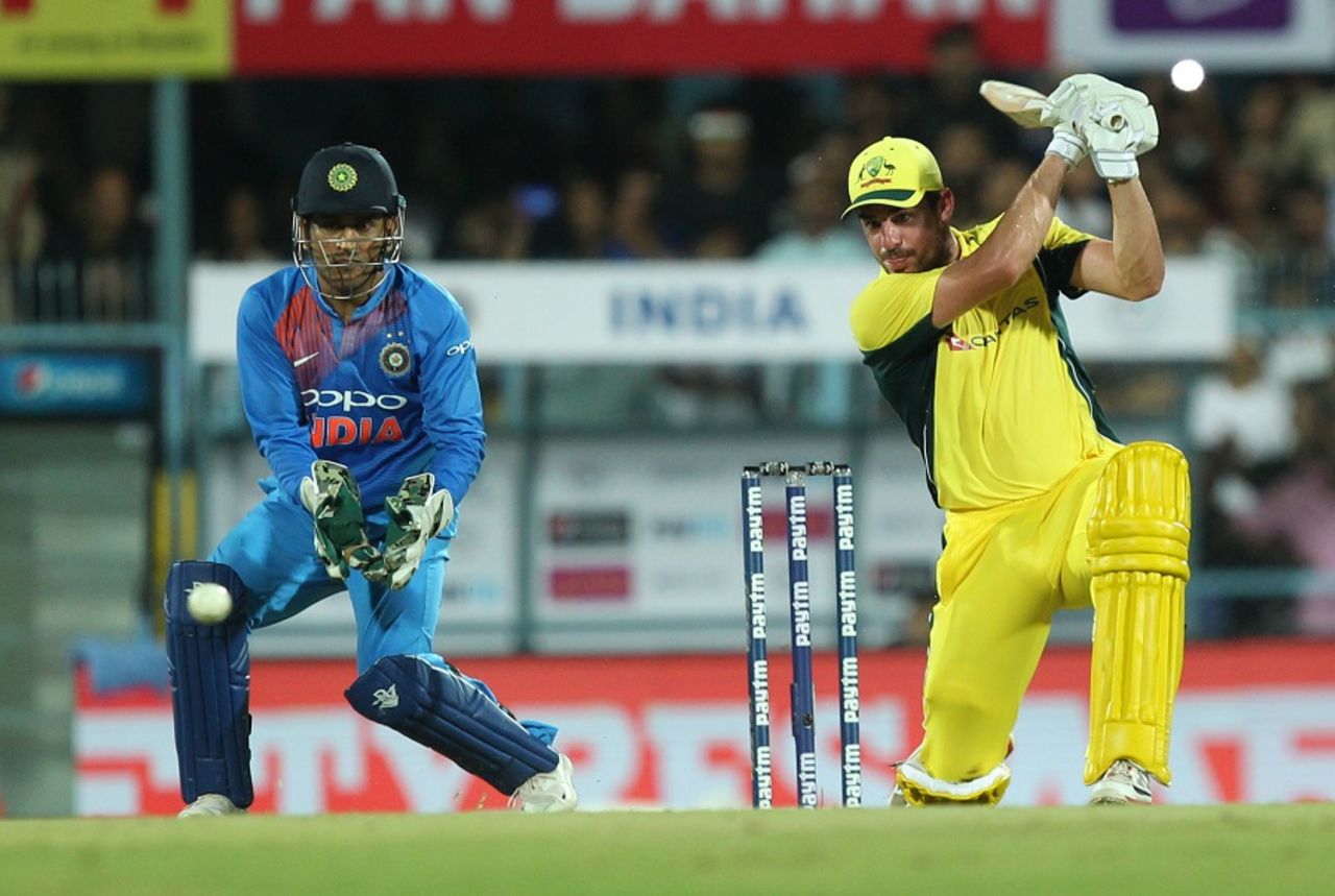 Moises Henriques steered Australia to victory with an unbeaten half-century, India v Australia, 2nd T20I, Guwahati, October 10, 2017