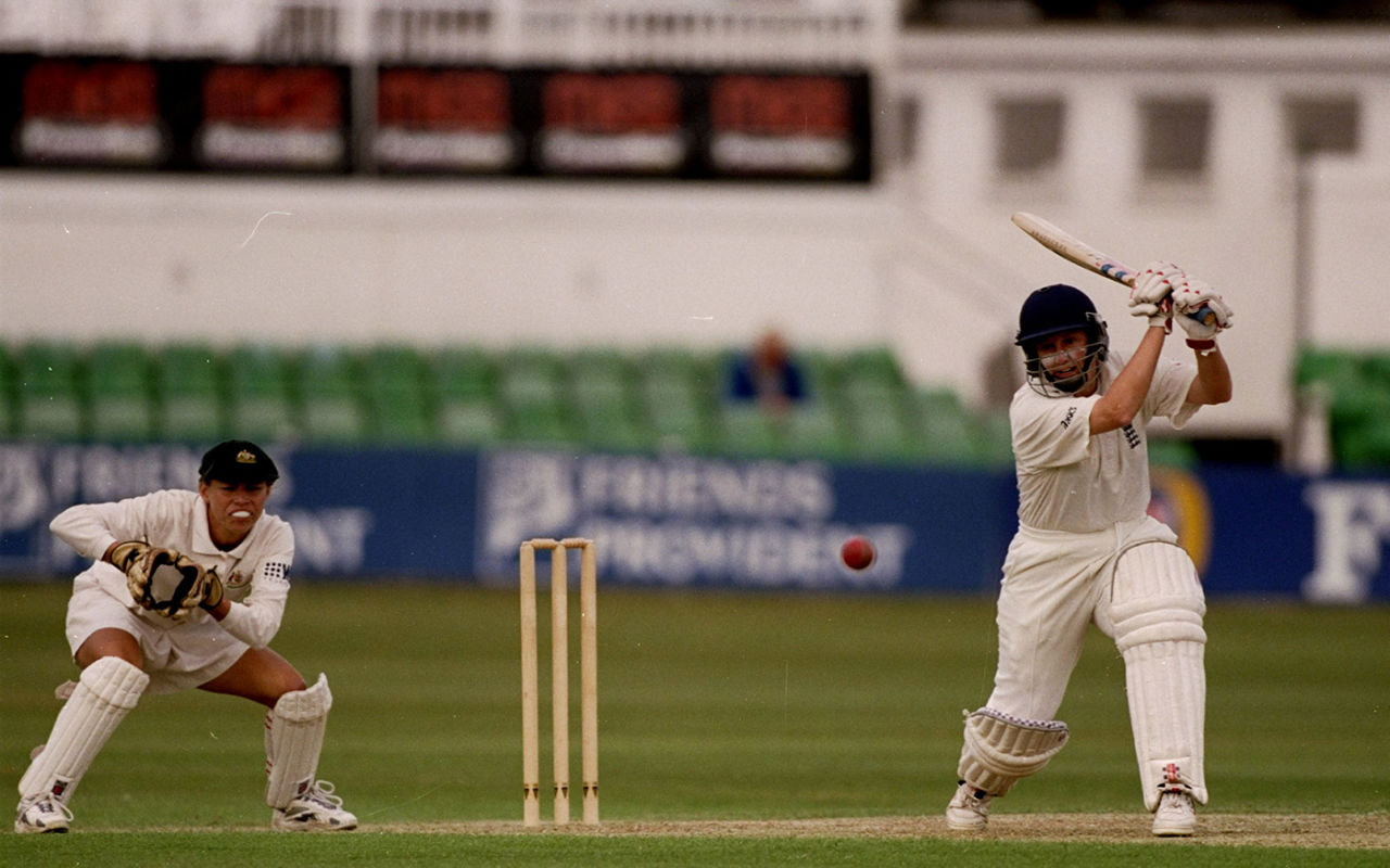 Jan Brittin bats, England v Australia, Women's Ashes, third Test, day one, Worcester, August 21, 1998