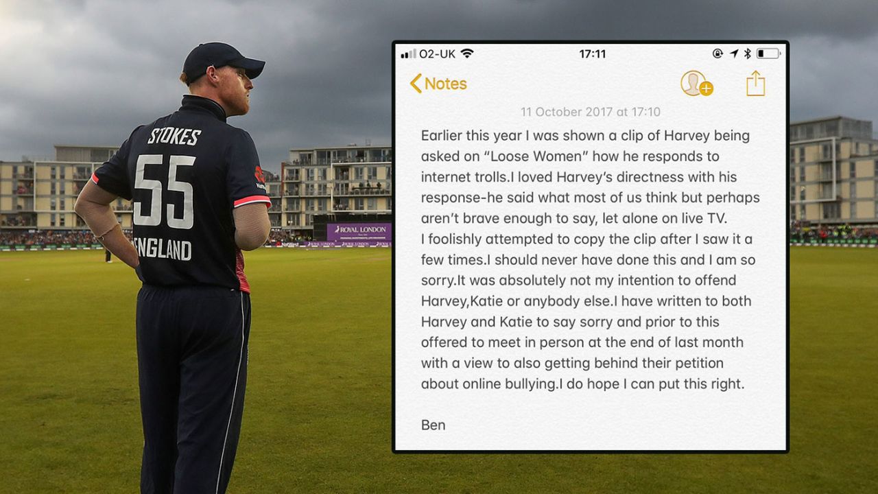 Ben Stokes' Twitter apology