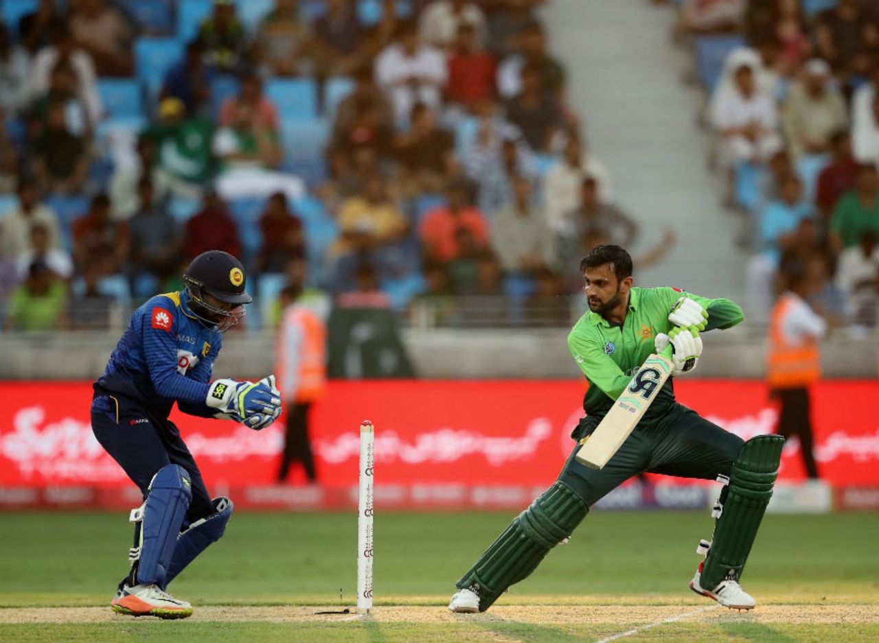 Shoaib Malik plays a delicate little dab to short third man, Pakistan v Sri Lanka, 1st ODI, Dubai, October 13, 2017