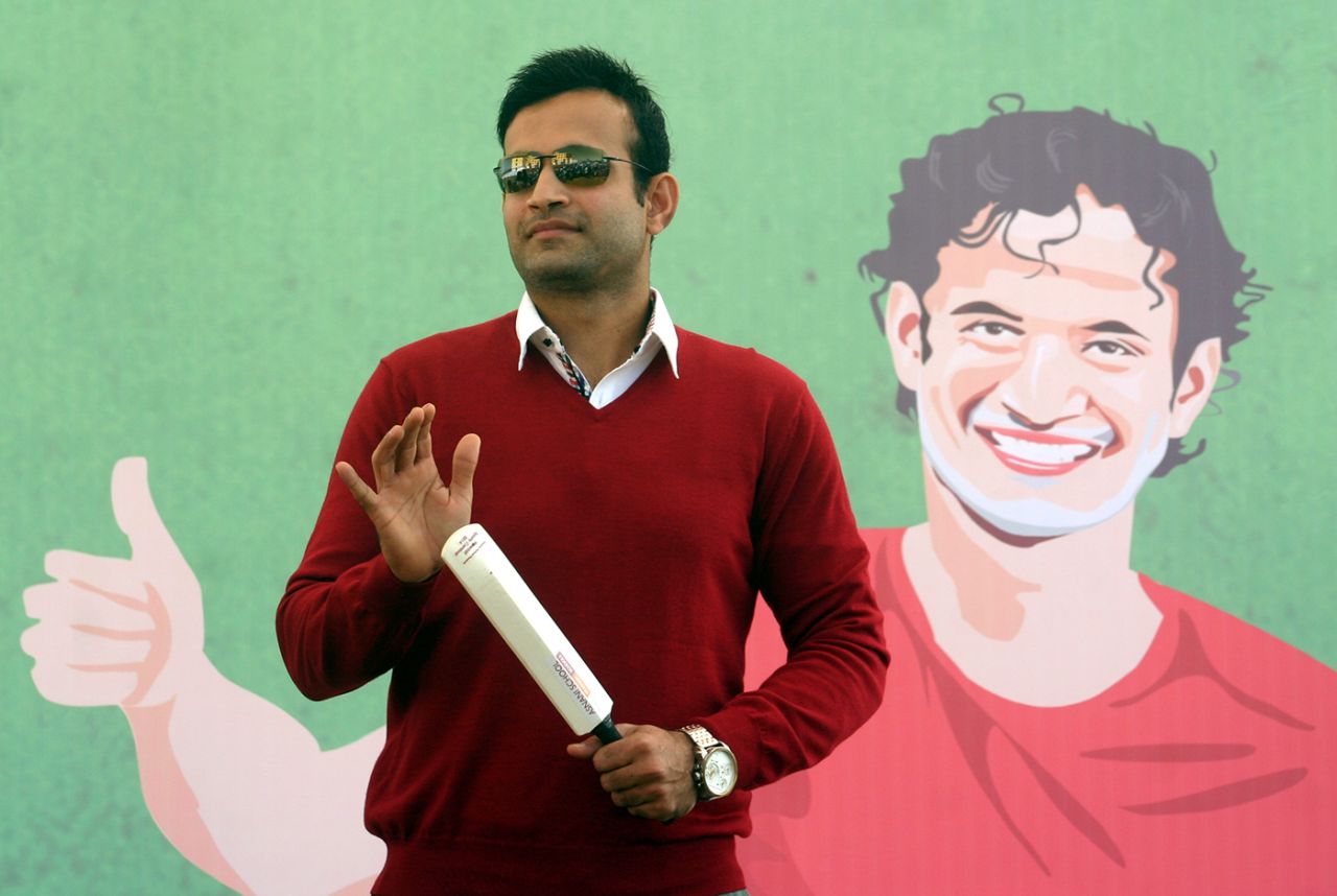 Irfan Pathan speaks at an event at a school in Bhopal, India, December 21, 2014