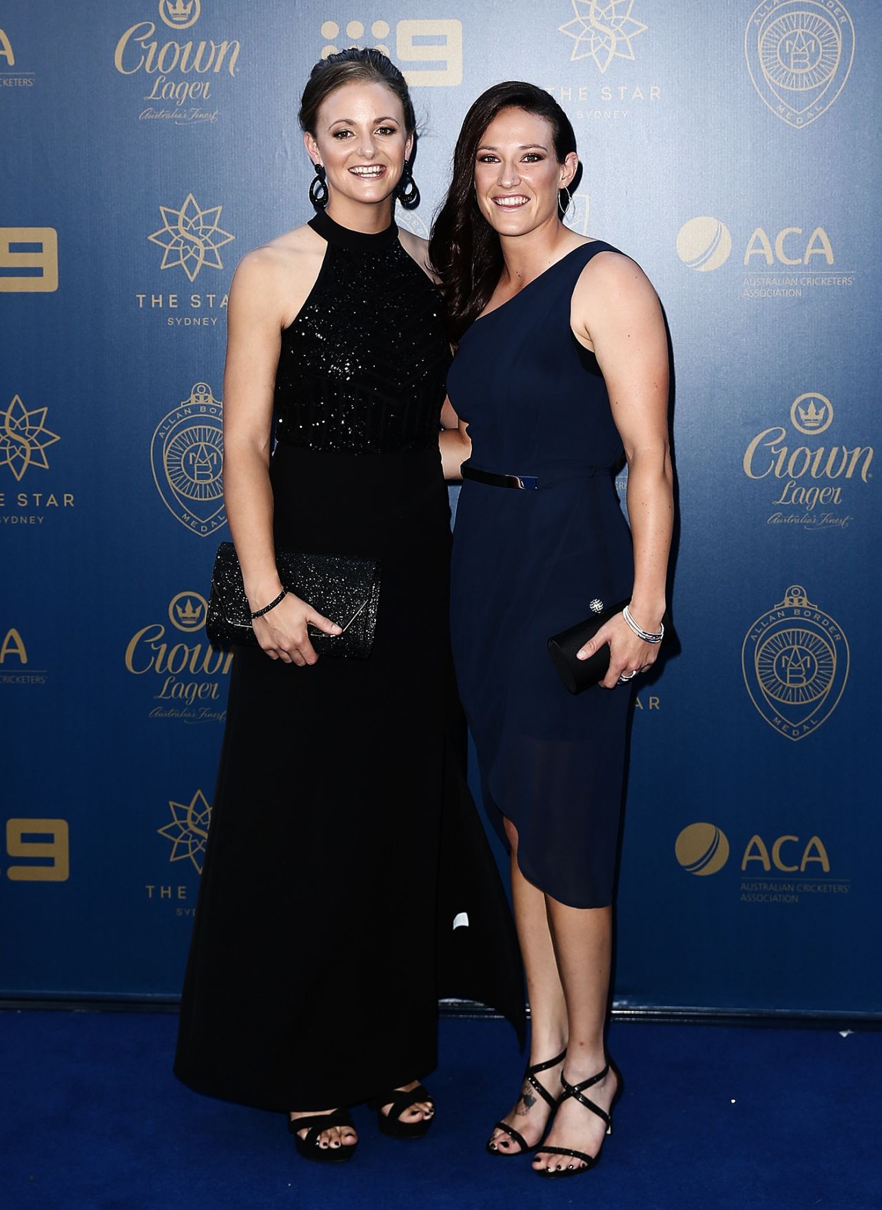 Megan Schutt (right) with her girlfriend Jess Hollyoake at the Allan Border Medal, Sydney, January 23, 2017