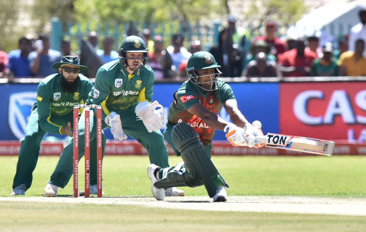 Imrul Kayes attempts a reverse sweep, South Africa v Bangladesh, 1st ODI, Kimberley, October 15, 2017