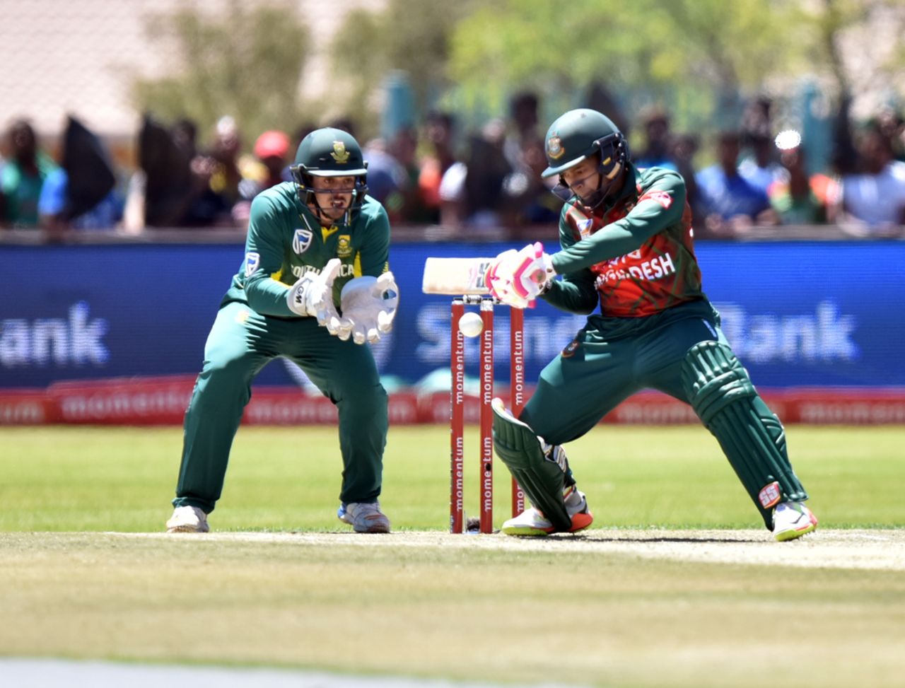 Mushfiqur Rahim rocks back to cut, South Africa v Bangladesh, 1st ODI, Kimberley, October 15, 2017