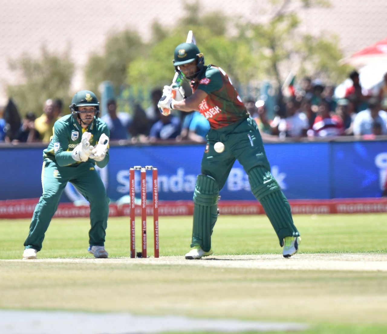 Mahmudullah prepares to flay the ball through the off side, South Africa v Bangladesh, 1st ODI, Kimberley, October 15, 2017