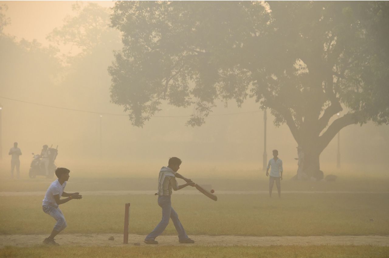 Heavy smog following Diwali celebrations did not deter cricket fans in New Delhi, Delhi, October 20, 2017