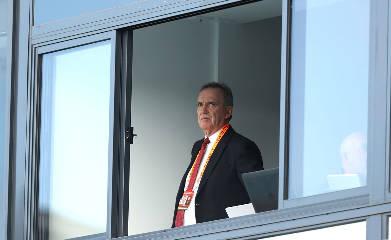 Trevor Hohns, Australia's chairman of selectors, watches the final, Western Australia v South Australia, JLT One-Day Cup, final, Hobart, October 21, 2017