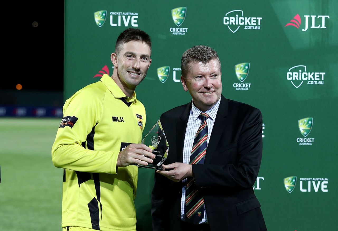 Shaun Marsh was named Player of the Series, Western Australia v South Australia, JLT One-Day Cup, final, Hobart, October 21, 2017 