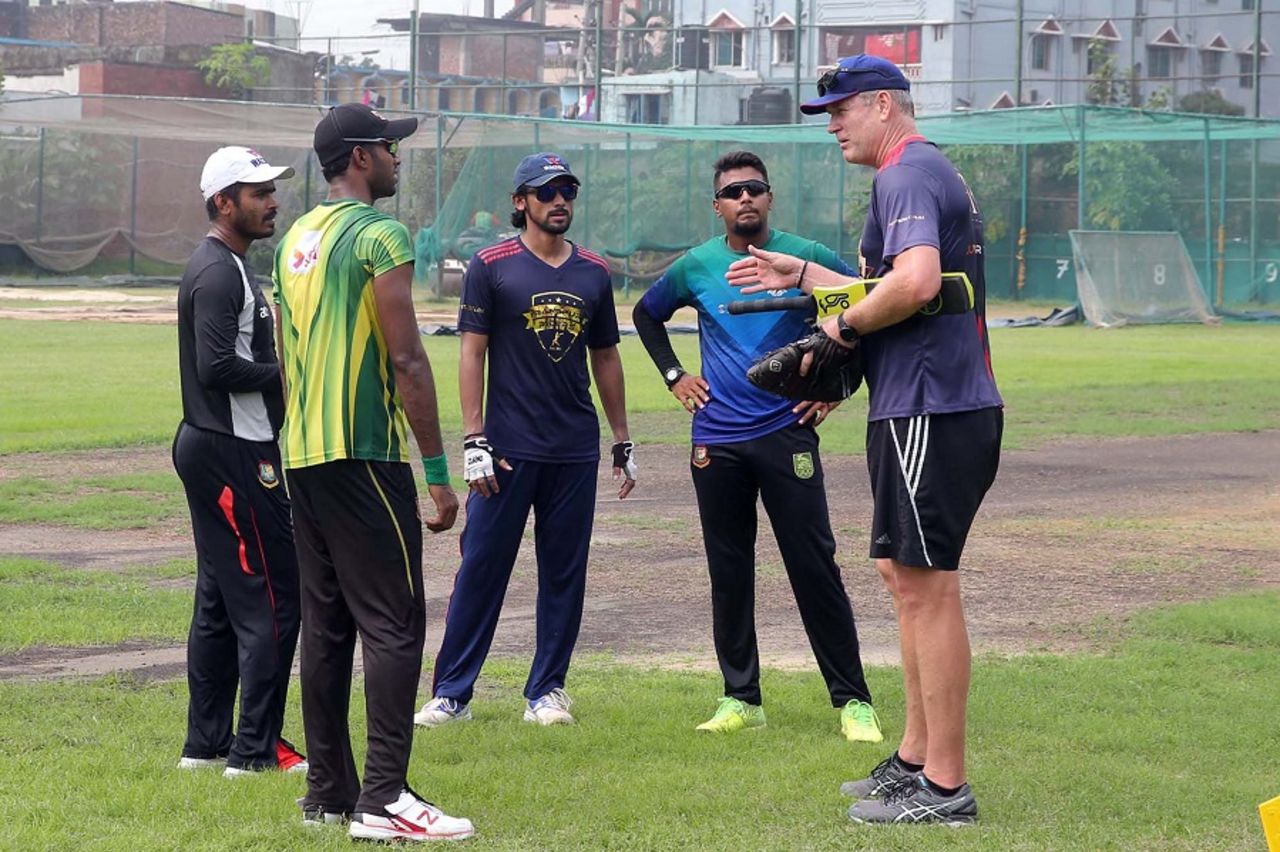 Tom Moody at a training session with Rangpur Riders players, Dhaka, October 25, 2017