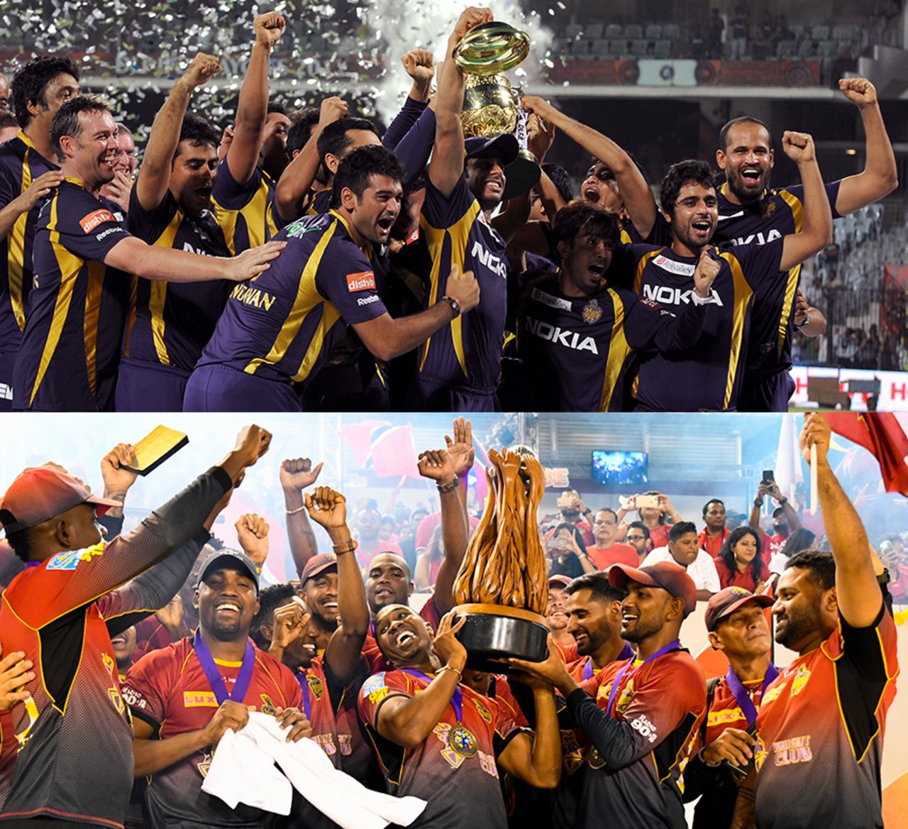 Composite: Kolkata Knight Riders and Trinbago Knight Riders