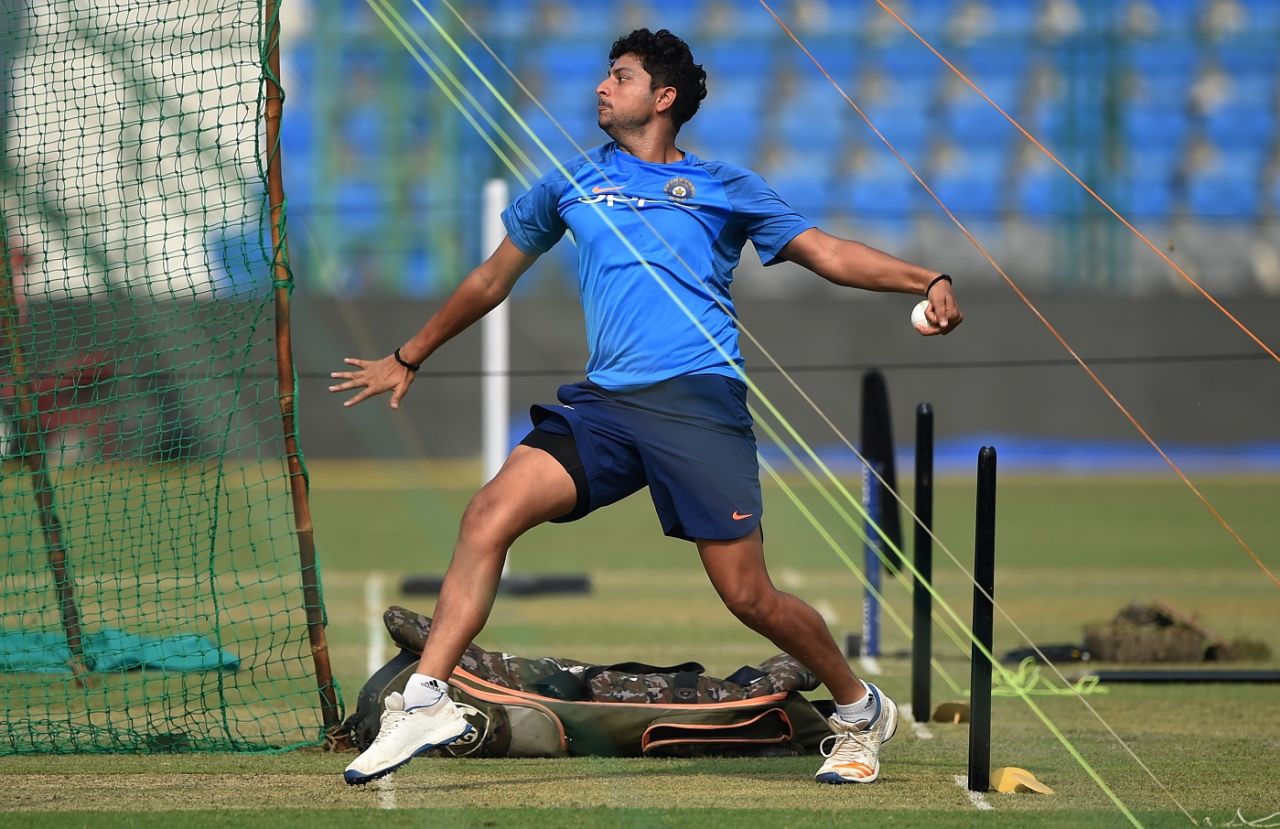 Kuldeep Yadav bowls in the nets, Kanpur, October 28, 2017
