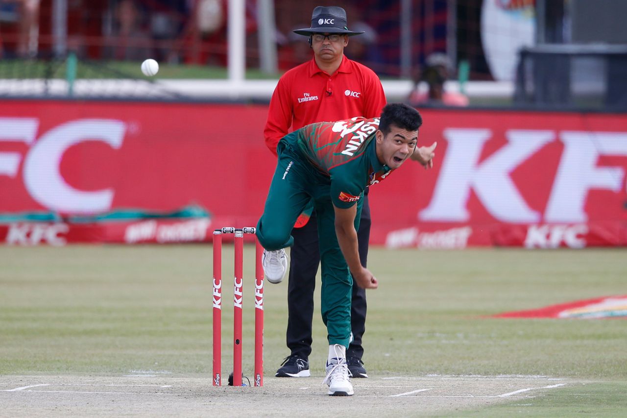 Taskin Ahmed in his follow through, South Africa v Bangladesh, 2nd T20I, Potchefstroom, October 29, 2017