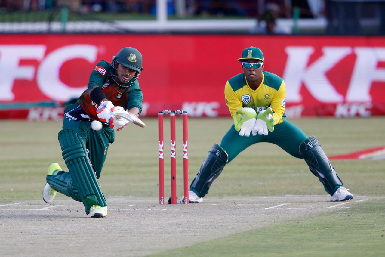 Soumya Sarkar plays one across the line, South Africa v Bangladesh, 2nd T20I, Potchefstroom, October 29, 2017