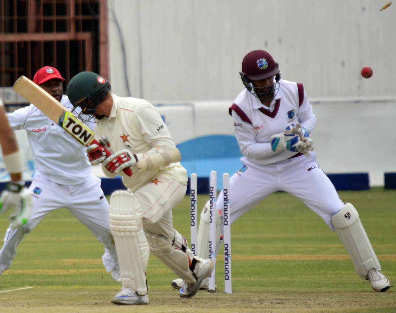 Malcolm Waller was bowled for a duck on, Zimbabwe v West Indies, 2nd Test, Bulawayo, 2nd day, October 30, 2017