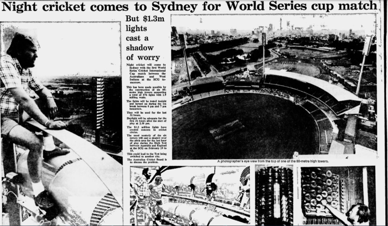 The <i>Sydney Morning Herald</I> reports on preparations for the first night match at the SCG, a a World Series Cricket game, November 27, 1978