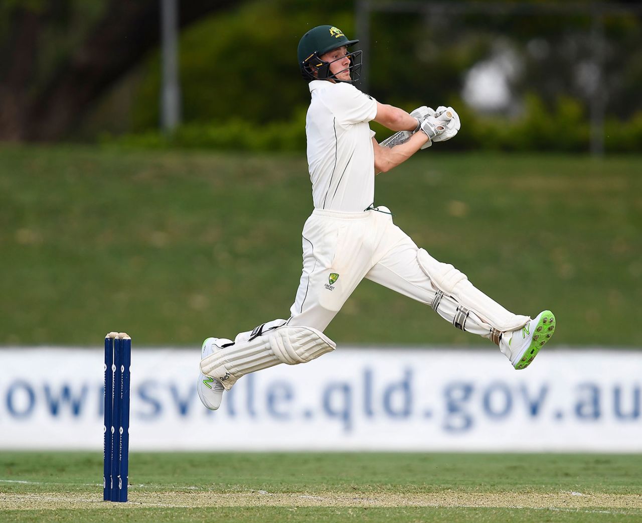 Daniel Fallins played some shots late in the day, Cricket Australia XI v England, The Ashes 2017-18, tour match, 1st day, Townsville, November 15, 2017