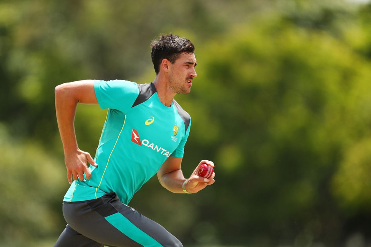Mitchell Starc bowls during a training session at Allan Border Field, The Ashes 2017-18, Brisbane, November 15, 2017 