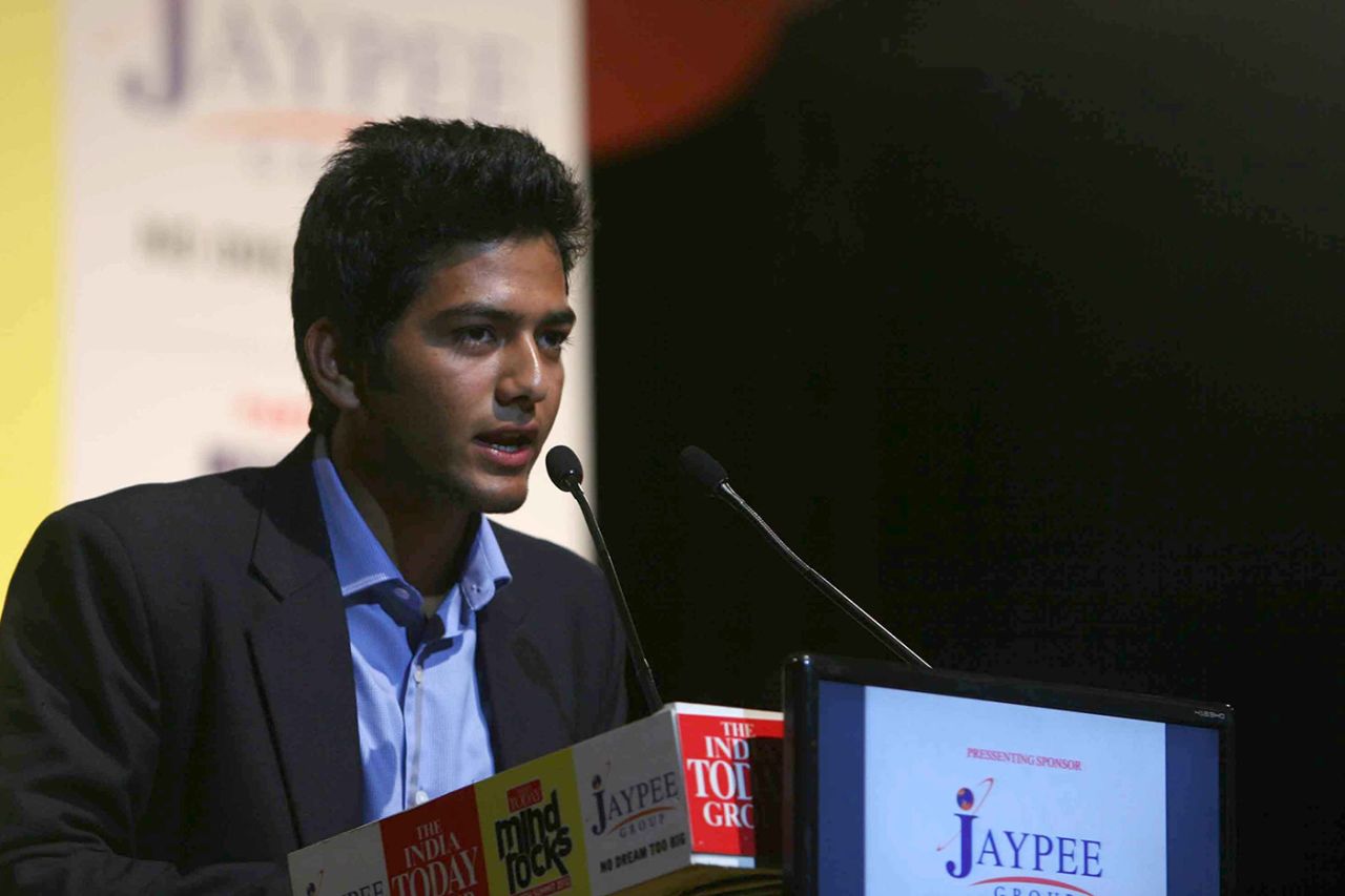 Unmukt Chand speaks at the India Today Mind Rocks Youth Summit 2012, New Delhi, September 7, 2012
