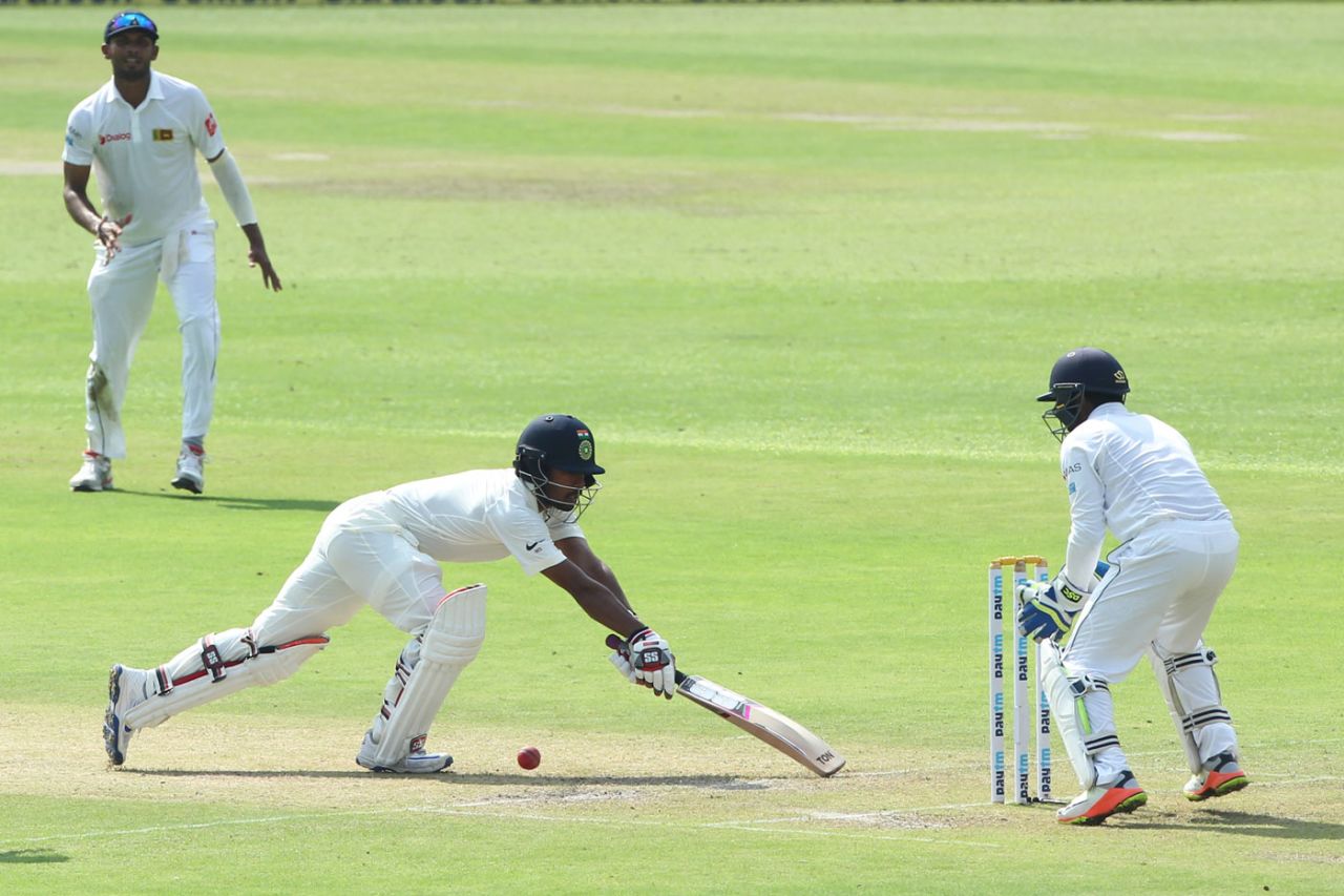 Wriddhiman Saha survives a stumping chance, India v Sri Lanka, 1st Test, 3rd Day, Kolkata, 18 November, 2017