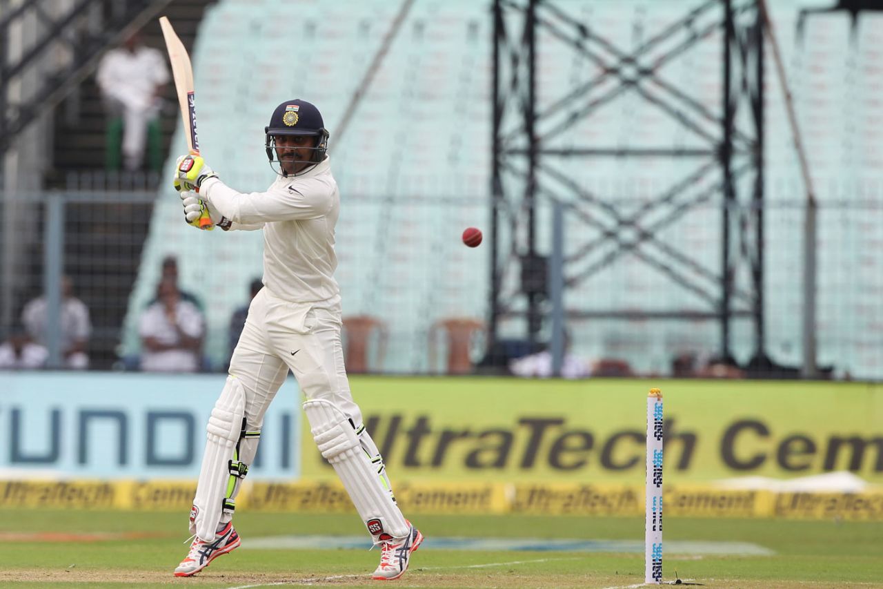 Ravindra Jadeja slashes through point, India v Sri Lanka, 1st Test, 3rd Day, Kolkata, 18 November, 2017