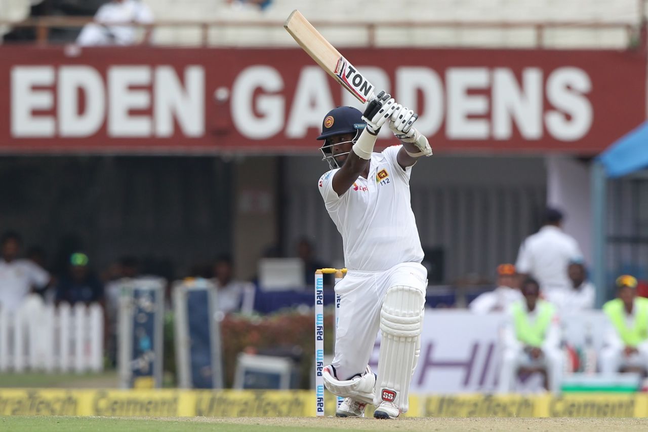 Angelo Mathews laces the ball through cover, India v Sri Lanka, 1st Test, 3rd Day, Kolkata, 18 November, 2017