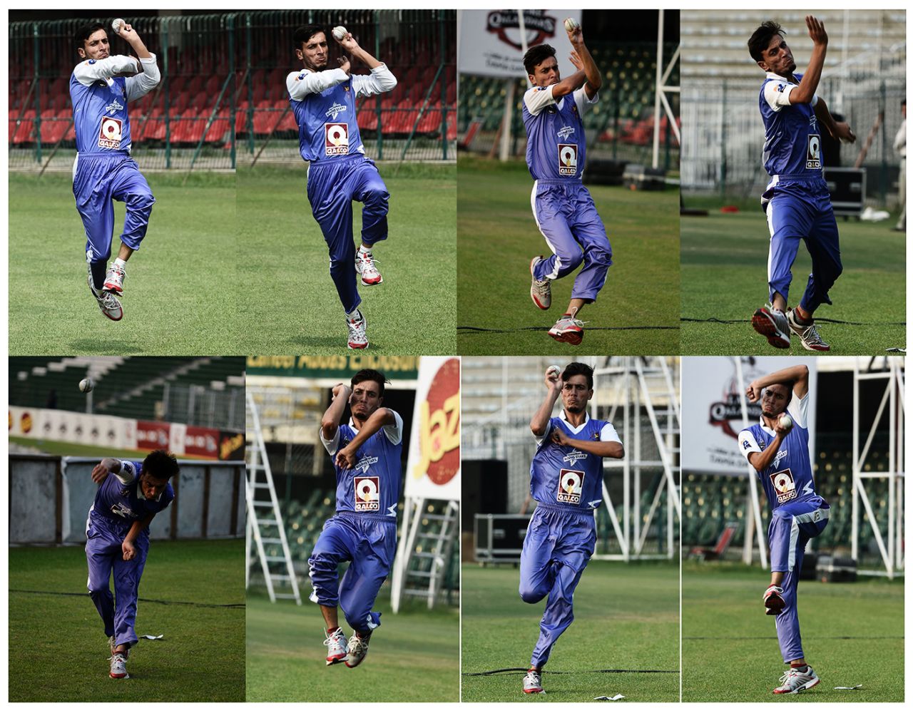 Ambidextrous bowler Yasir Jan bowling for Lahore Qalandars in a practice session, Lahore, October 1, 2016