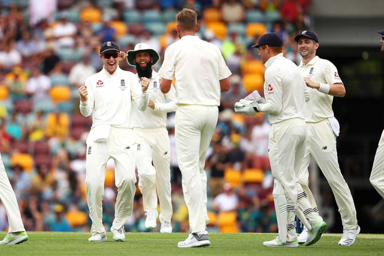 Love it when a plan comes together: Joe Root celebrates Shaun Marsh's wicket, Australia v England, 1st Test, Brisbane, 3rd day, November 25, 2017