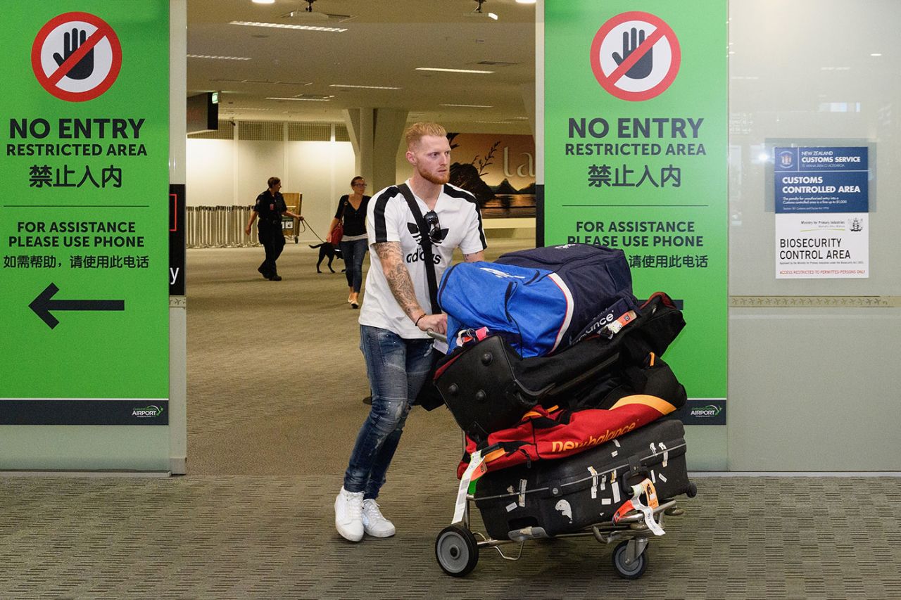 Ben Stokes arrives at Christchurch airport, November 28, 2017
